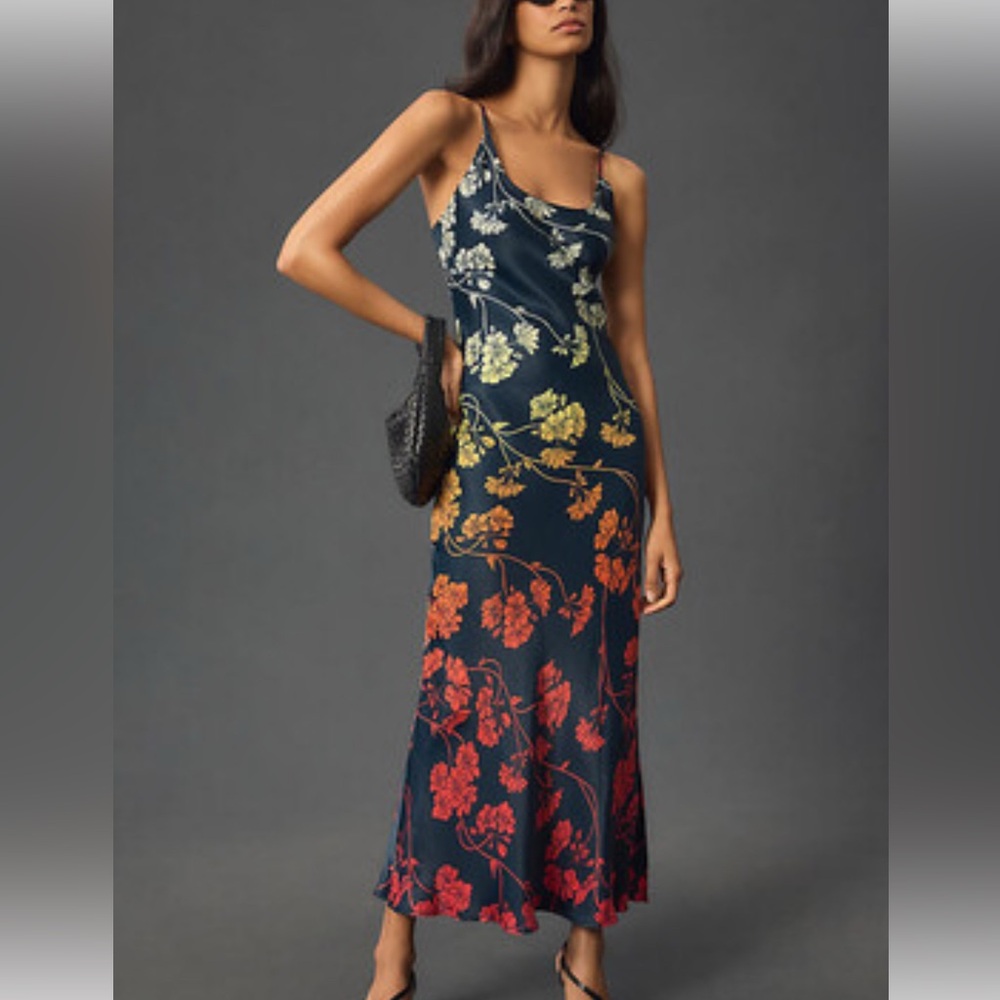 Reformation Navy Floral Maxi Dress